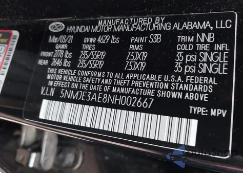 2022 Hyundai Tucson Limited z USA, uszkodzony, nr VIN 5NMJE3AE8NH002667